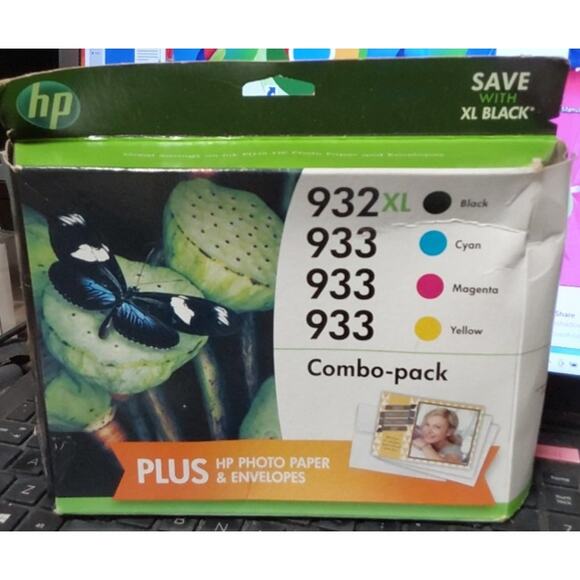 Hp  Sealed expired ink combo pack 932,black 933 cyan 933 magenta 933 yellow - Picture 1 of 3